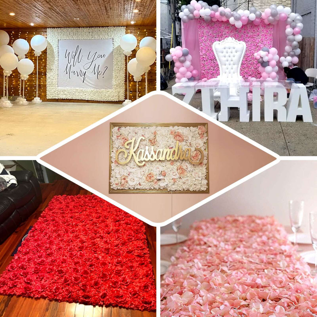 Blush and Cream 3D Silk Rose and Hydrangea Flower Wall Mat Backdrop 4 Artificial Panels 11 Sq ft.