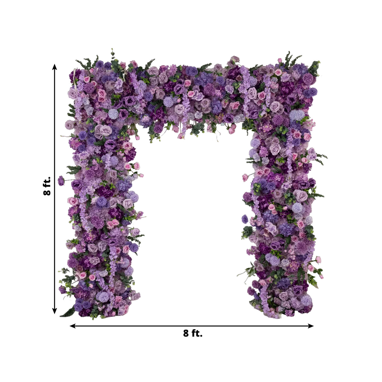Roll Up Flower Backdrop for Arch Stand - Lavender Lilac with Fabric Backing. 8ftx8ft - Artificial Silk Roses. Hydrangeas & Chrysanthemums for Wedding Backdrop