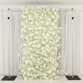 Roll Up Flower Wall Backdrop with Fabric Backing – 8ftx4ft White Artificial Silk Roses & Baby's Breath