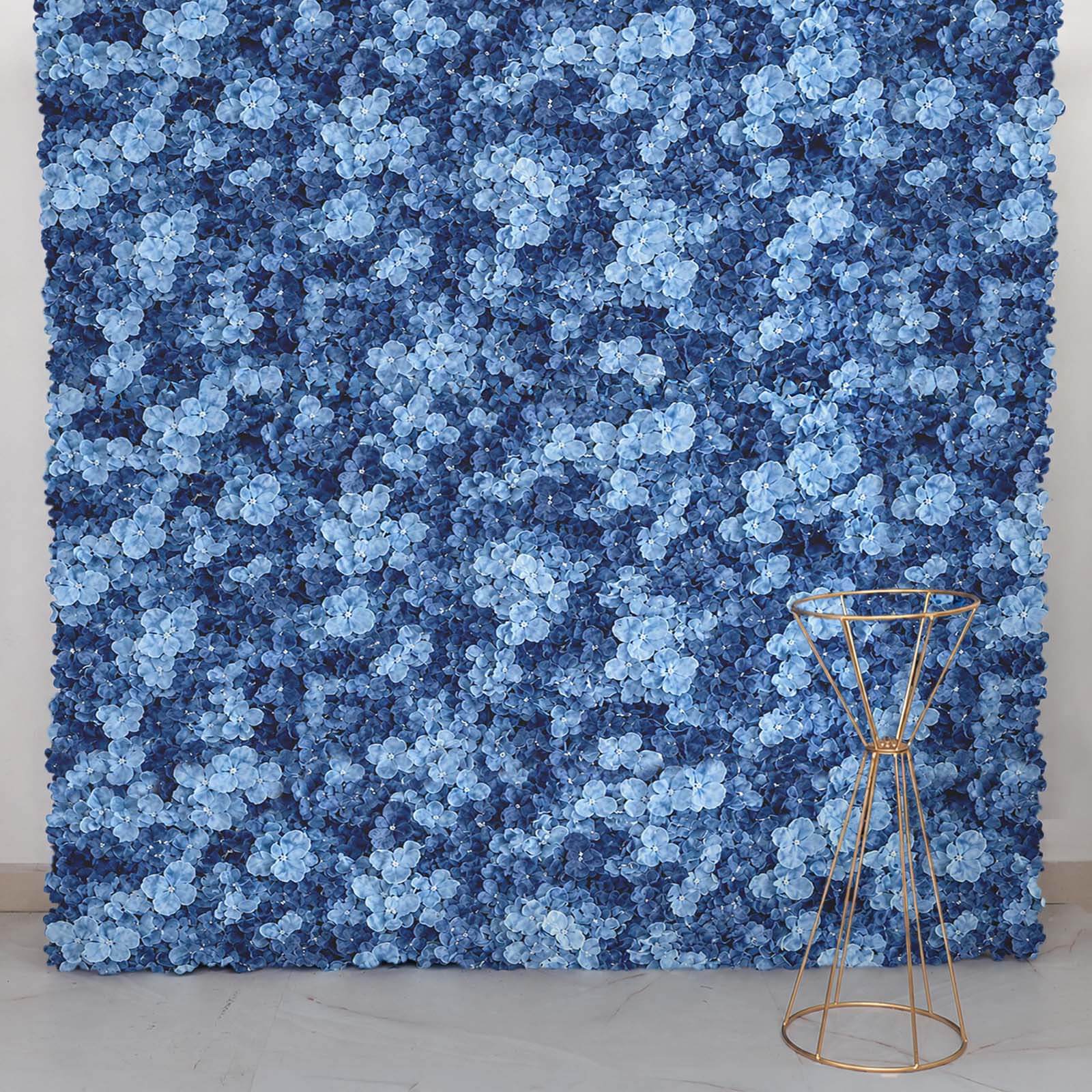 Dusty Blue UV Protected Hydrangea Flower Wall Mat Backdrop 4 Artificial Panels 11 Sq ft.