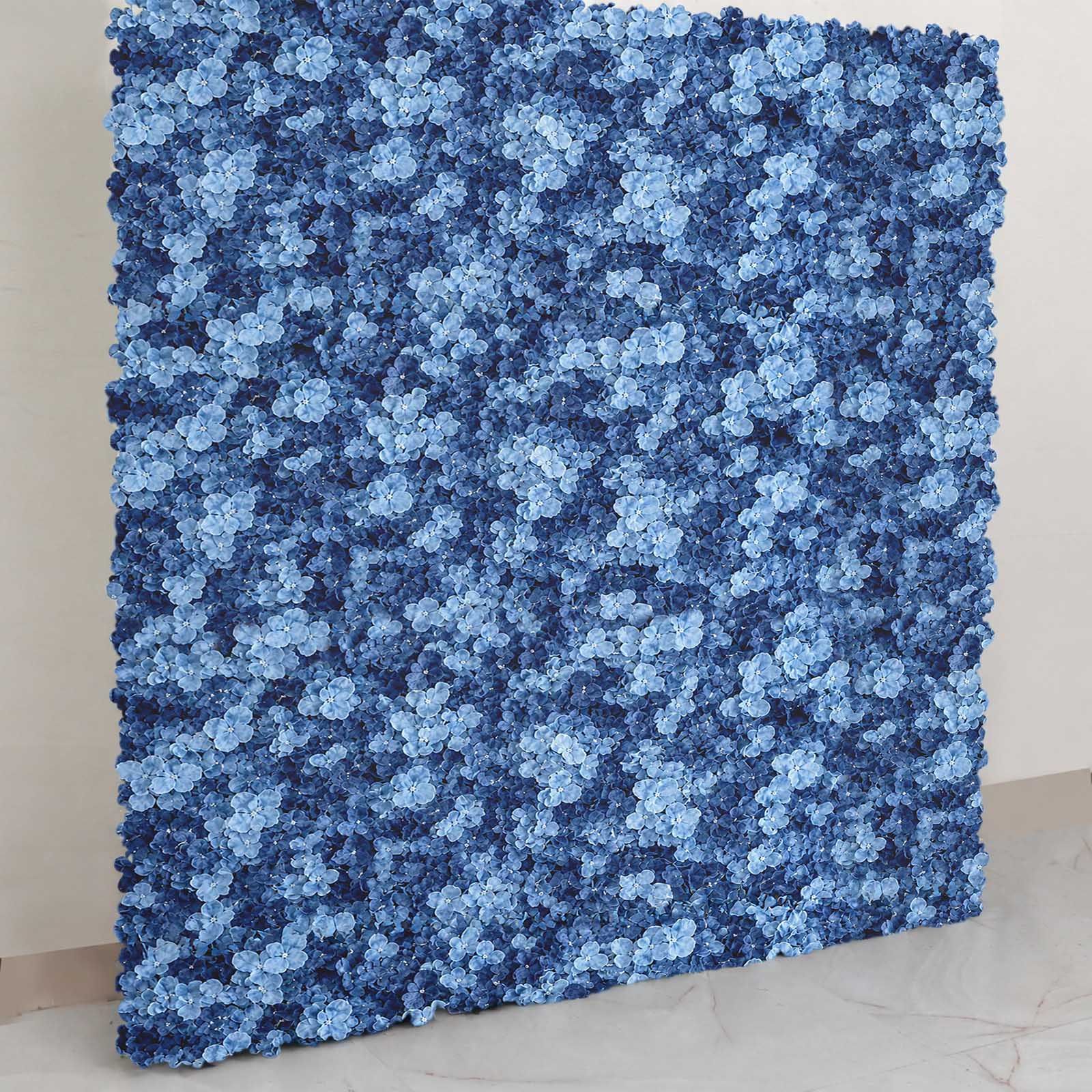 Dusty Blue UV Protected Hydrangea Flower Wall Mat Backdrop 4 Artificial Panels 11 Sq ft.