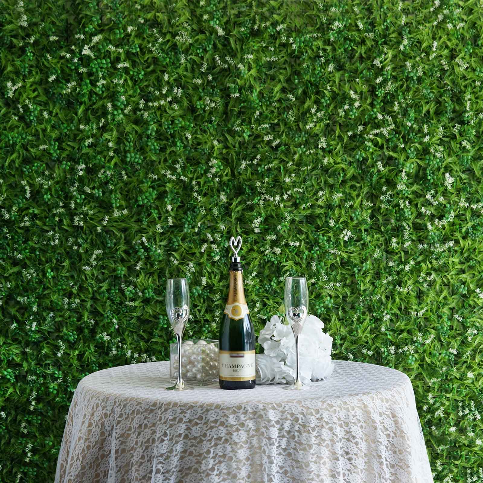 Green Flowery Boxwood Hedge Garden Wall Backdrop Mat 4 Artificial Panels 11 Sq ft.