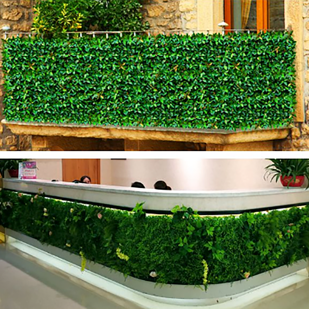 Green Flowery Boxwood Hedge Garden Wall Backdrop Mat 4 Artificial Panels 11 Sq ft.