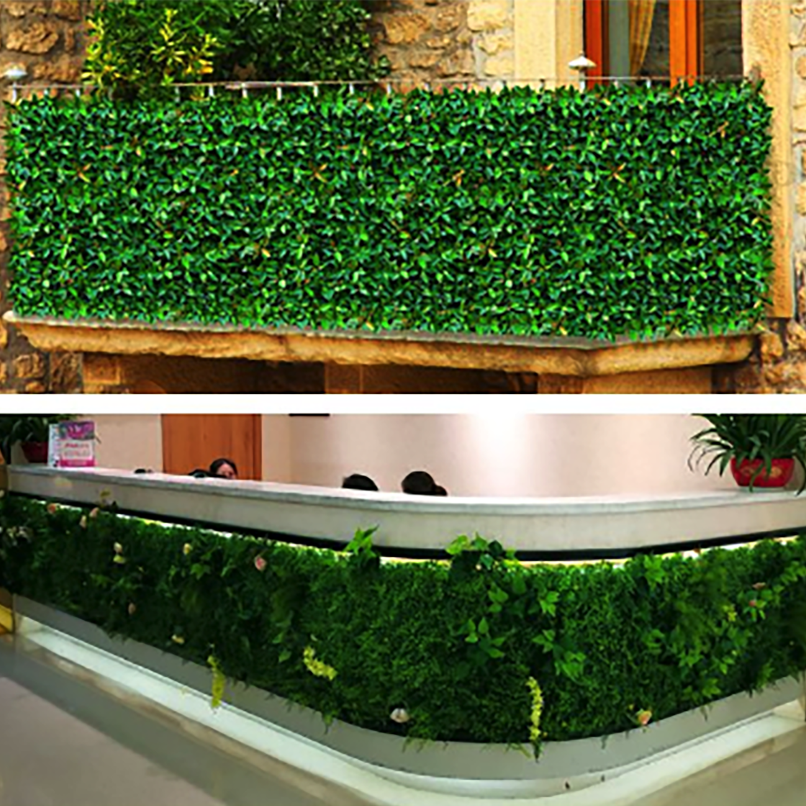 Green Flowery Boxwood Hedge Garden Wall Backdrop Mat 4 Artificial Panels 11 Sq ft.
