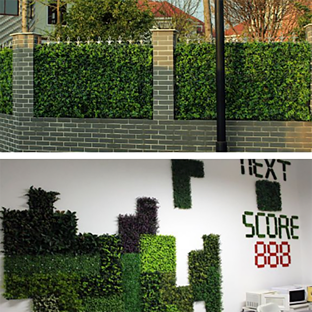 Green Flowery Boxwood Hedge Garden Wall Backdrop Mat 4 Artificial Panels 11 Sq ft.