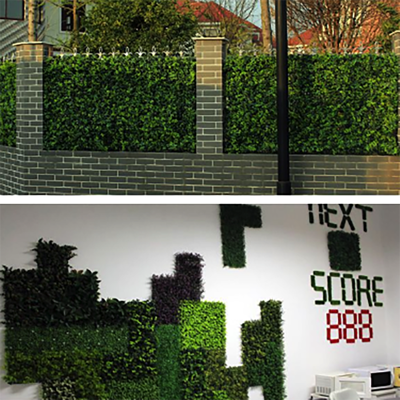 Green Flowery Boxwood Hedge Garden Wall Backdrop Mat 4 Artificial Panels 11 Sq ft.