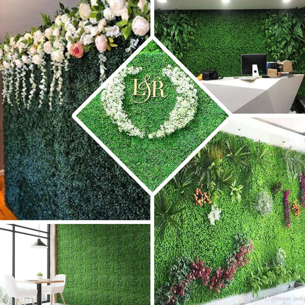Green Flowery Boxwood Hedge Garden Wall Backdrop Mat 4 Artificial Panels 11 Sq ft.