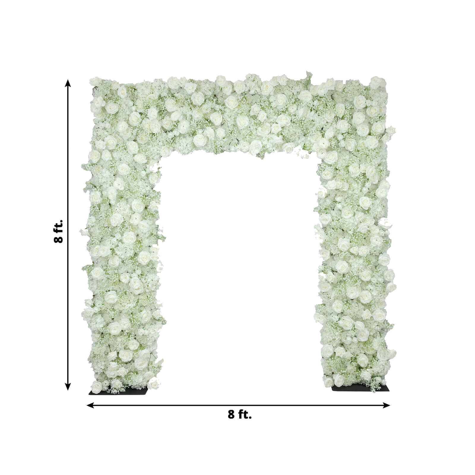 Roll Up Artificial Flower Backdrop for Arch Stand – White with Fabric Backing. 8ftx8ft – Silk Roses & Baby's Breath Wedding Arch Décor