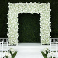 Roll Up Artificial Flower Backdrop for Arch Stand – White with Fabric Backing. 8ftx8ft – Silk Roses & Baby's Breath Wedding Arch Décor