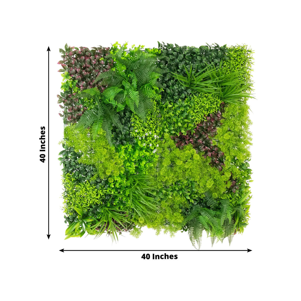 Artificial Grass Wall Panels. 40×40 Greenery Backdrop with Mixed Fern and Ivy Leaves. Outdoor UV-Protected Grass Wall Mat for Events – 2 Panels. Covers 22 Sq. Ft.
