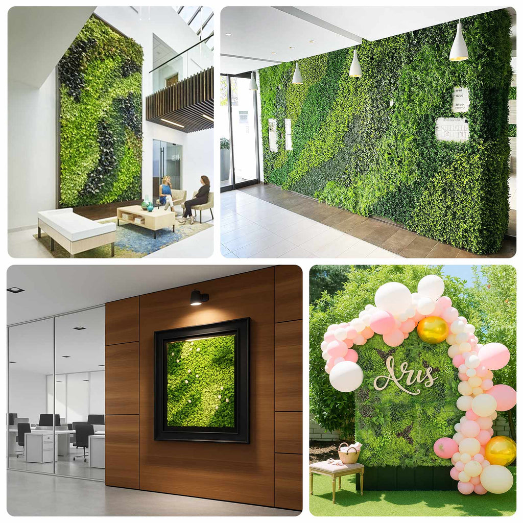 Artificial Boxwood Hedge Panels 40×40 – Greenery Wall Backdrop with Variegated Leaves and White Flowers. Outdoor UV-Protected Grass Wall Mat – 2 Panels. Covers 22 Sq. Ft.