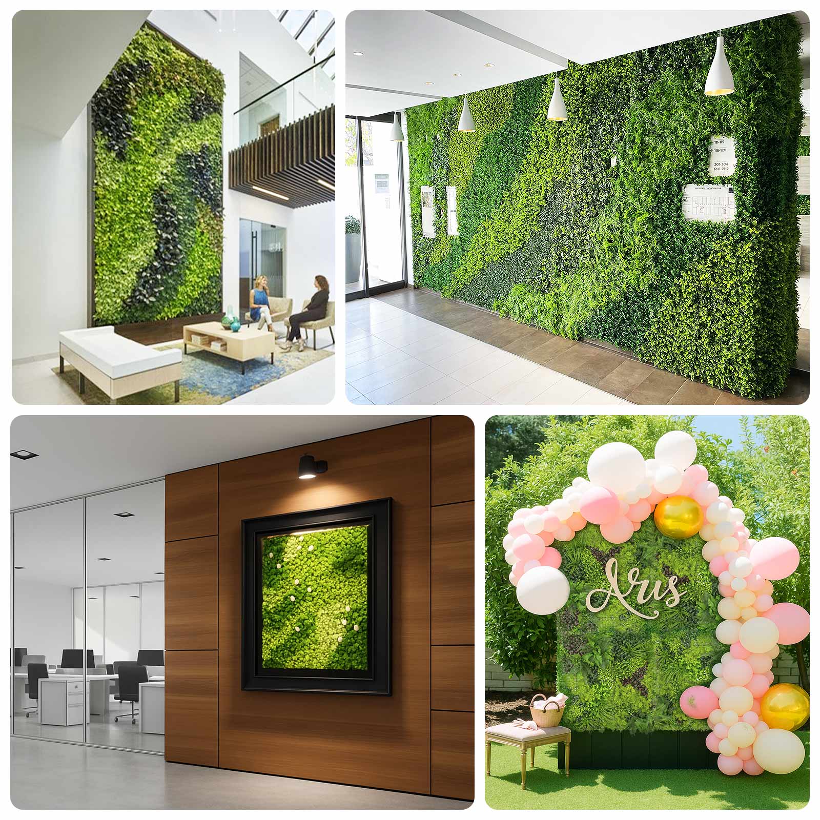Artificial Boxwood Hedge Panels 40×40 – Greenery Wall Backdrop with Variegated Leaves and White Flowers. Outdoor UV-Protected Grass Wall Mat – 2 Panels. Covers 22 Sq. Ft.