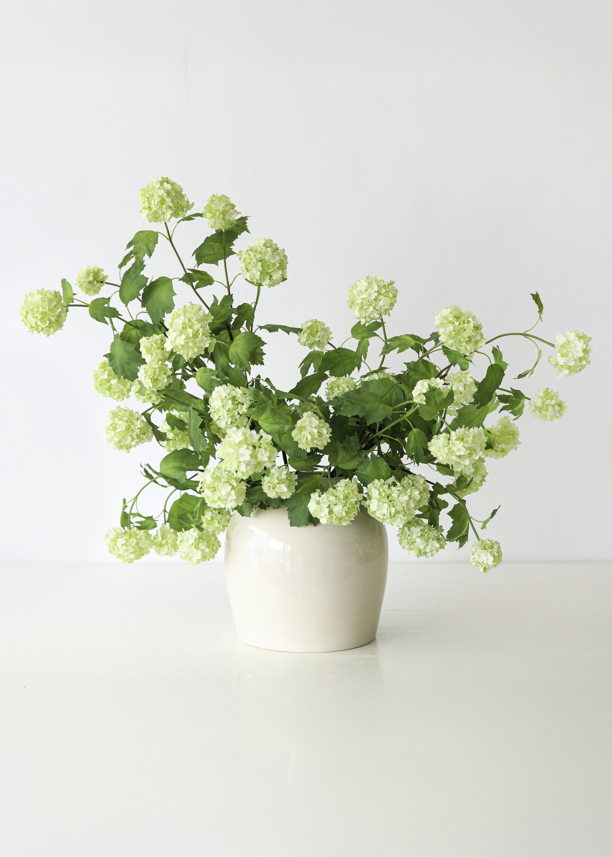 SAVE - Green Cream Artificial Snowball Flowers - 24