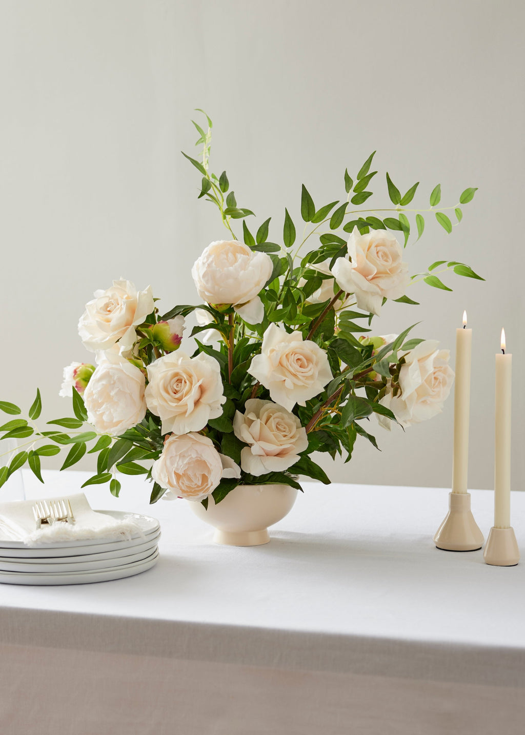 Beige Real Touch Duchess Rose Fake Flower - 20