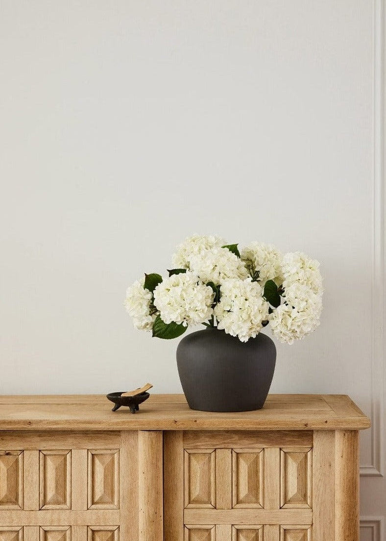Fake Flowers Real Touch Hydrangea Stem in Talc White  - 18