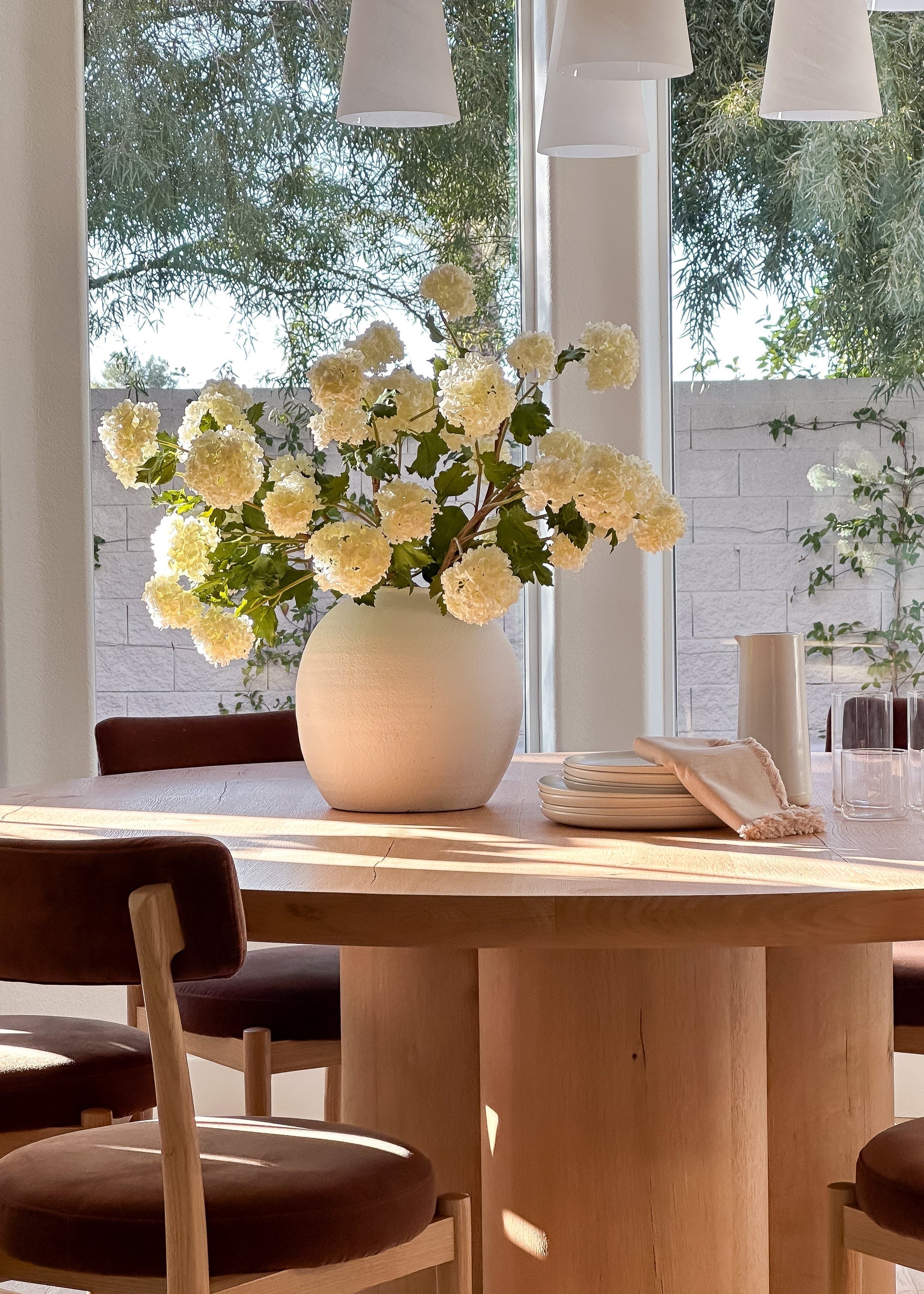 Faux Snowball Hydrangea in Crisp White - 43.5
