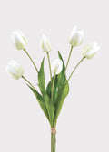 White and Green Fake Tulip Flower Bundle of 6 - 22