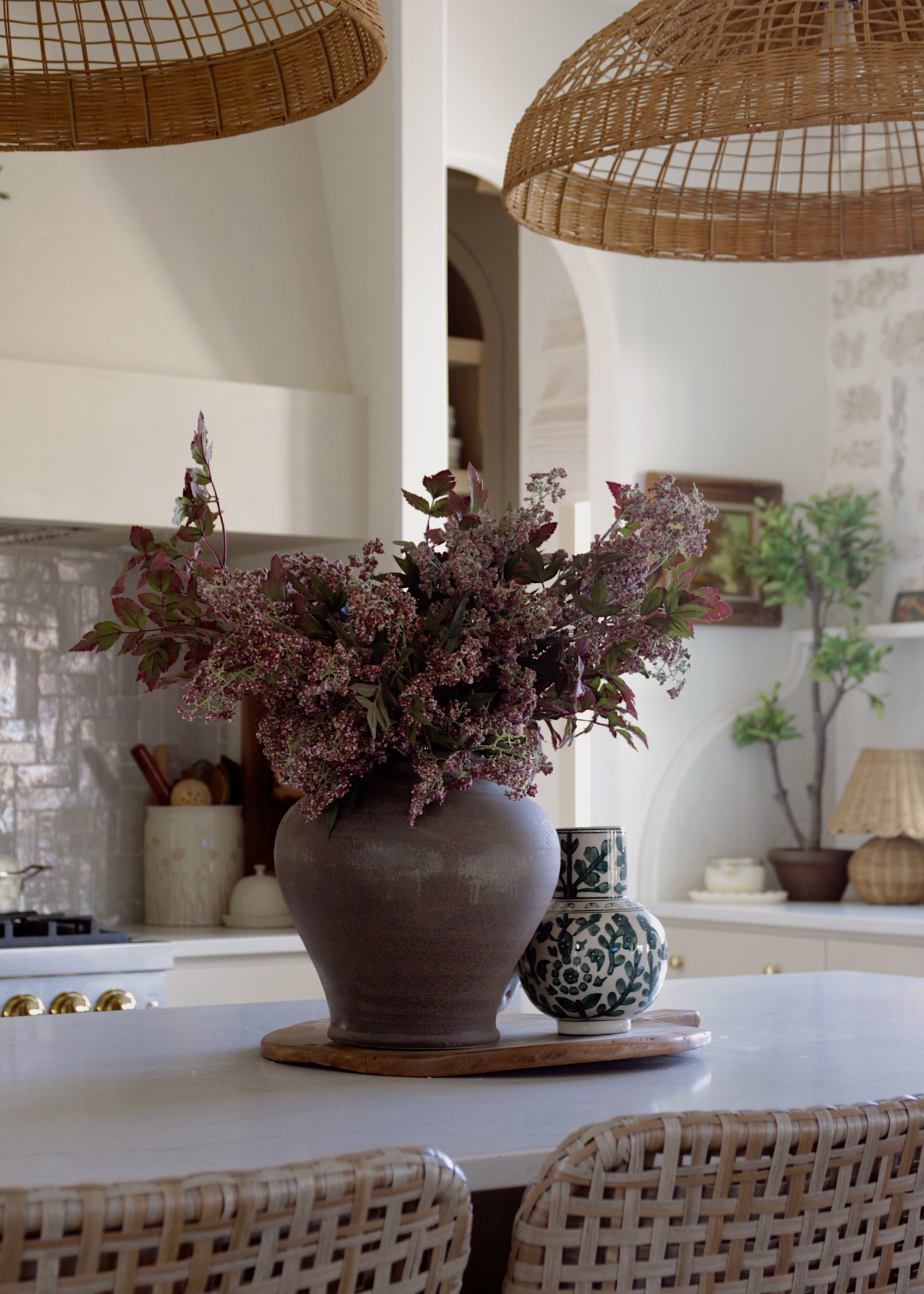 Dusty Mauve Fake Wild Plum Berry Branch - 43