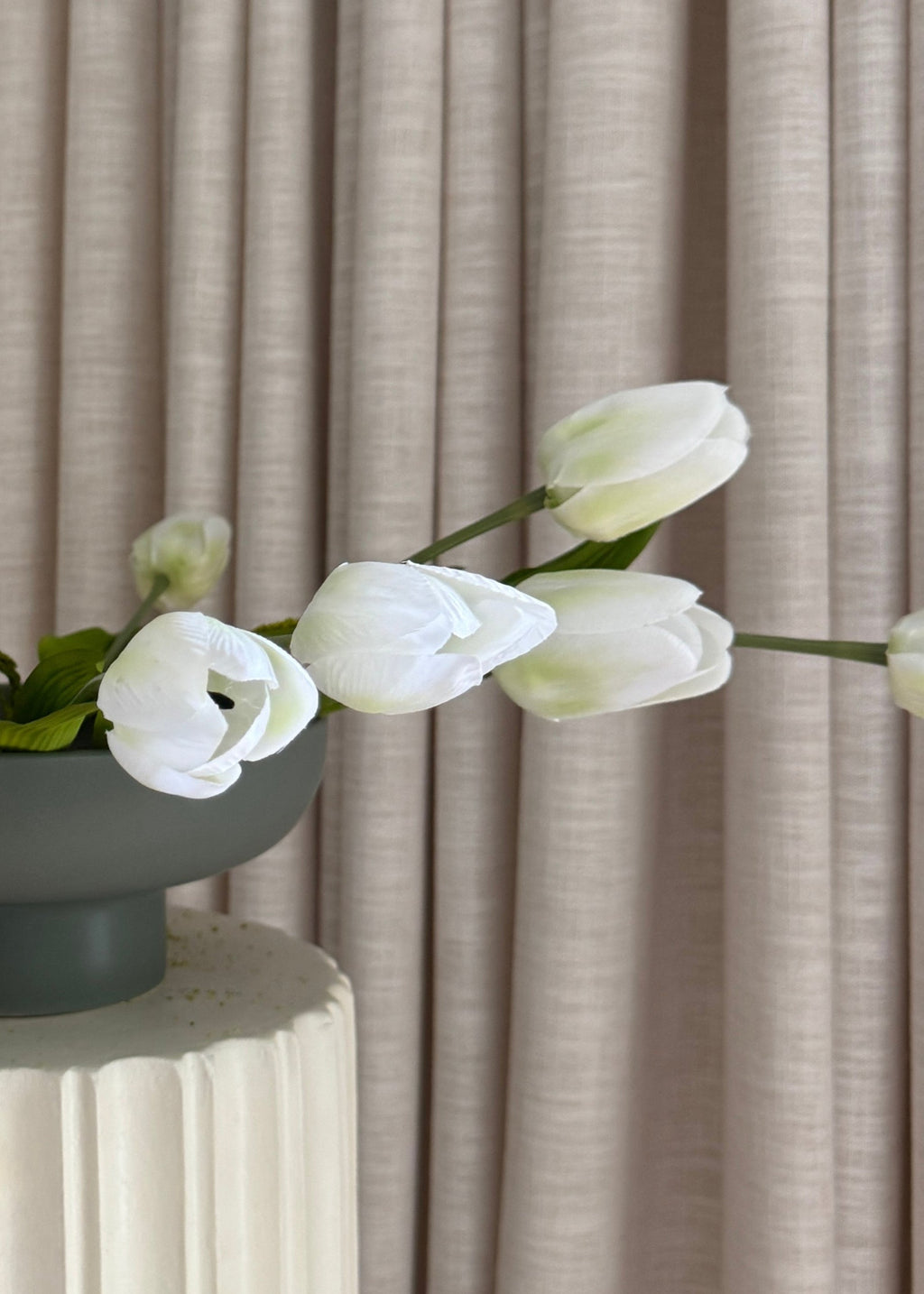 White and Green Fake Tulip Flower Bundle of 6 - 22