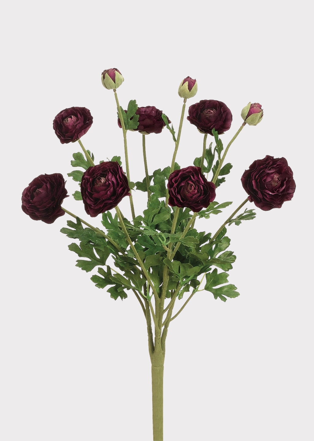 Artificial Ranunculus Flower Bush in Aubergine - 19