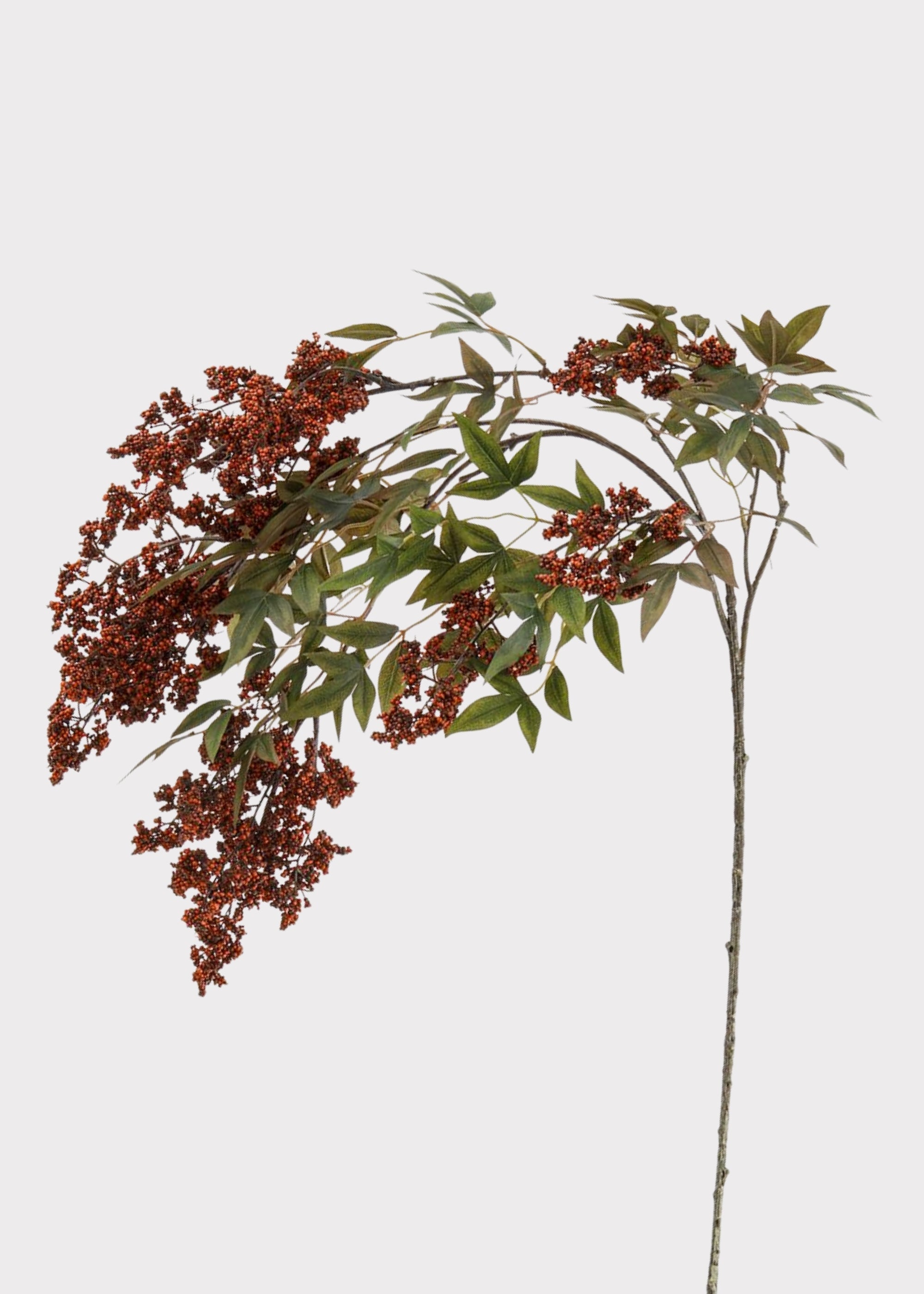 Burgundy Fake Hanging Nandina Berry Branch - 45