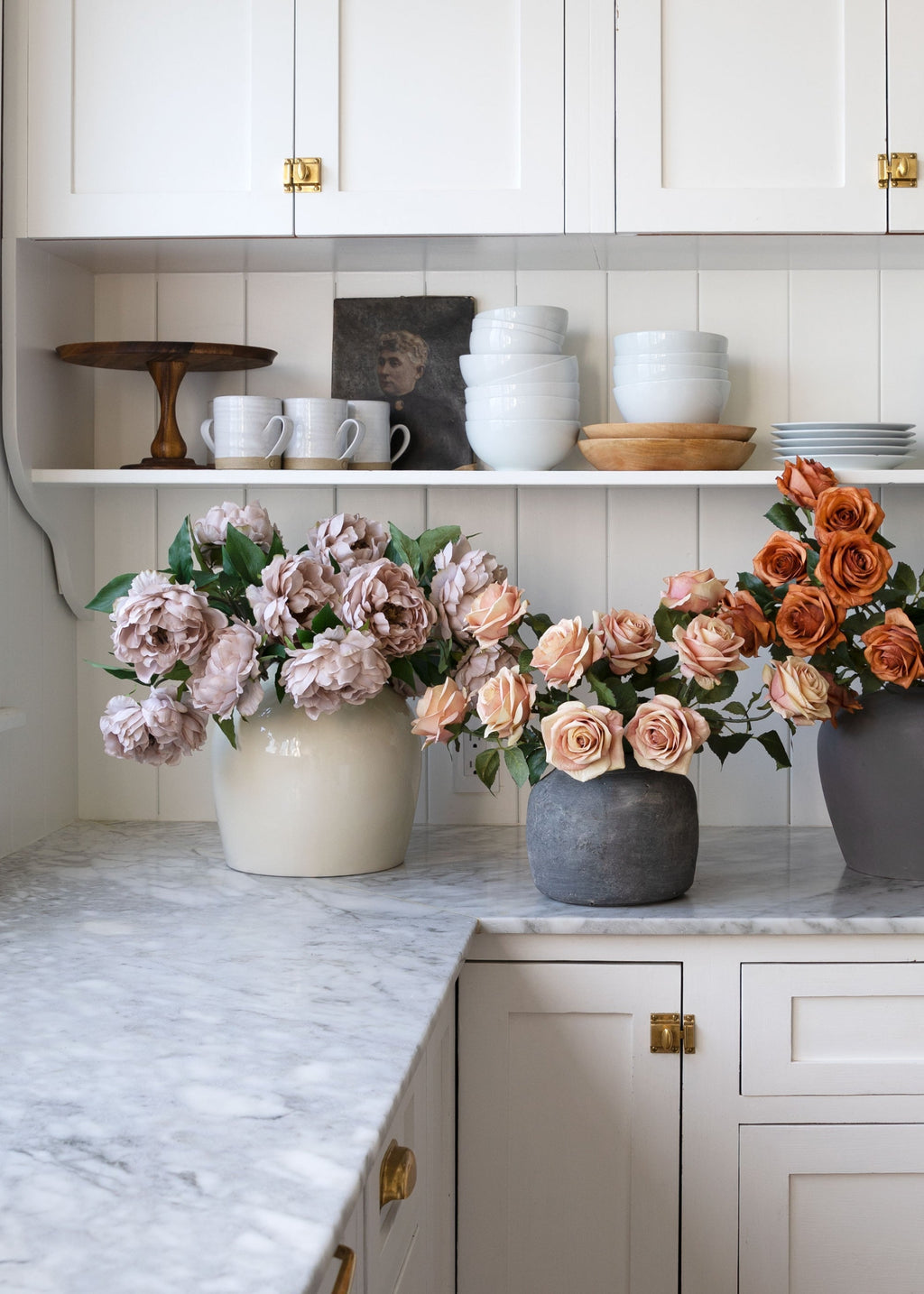 Artificial Peony Flower in Mauve Beige - 18.5