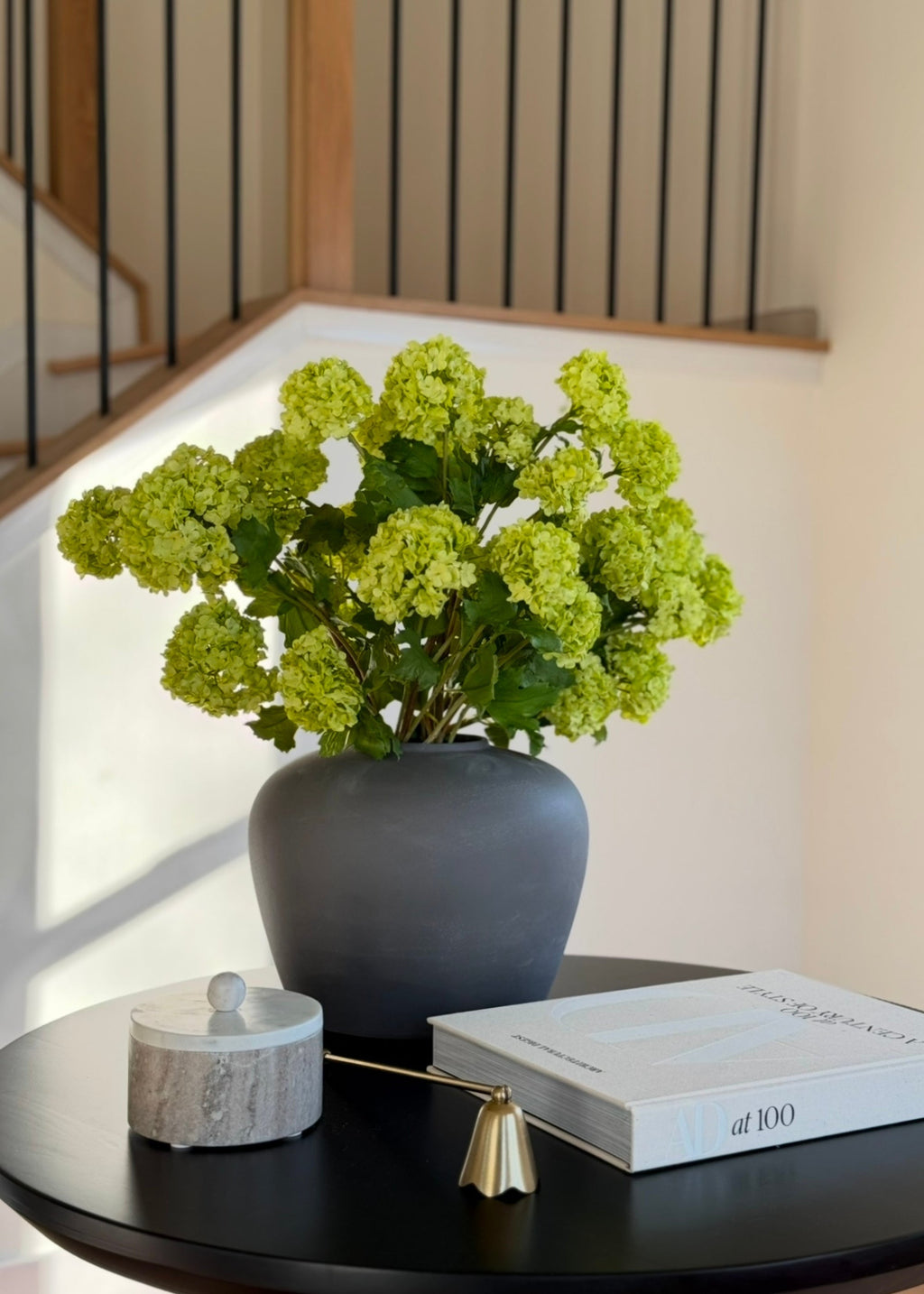 Faux Flowers Snowball Flower Stem in Green - 43.5