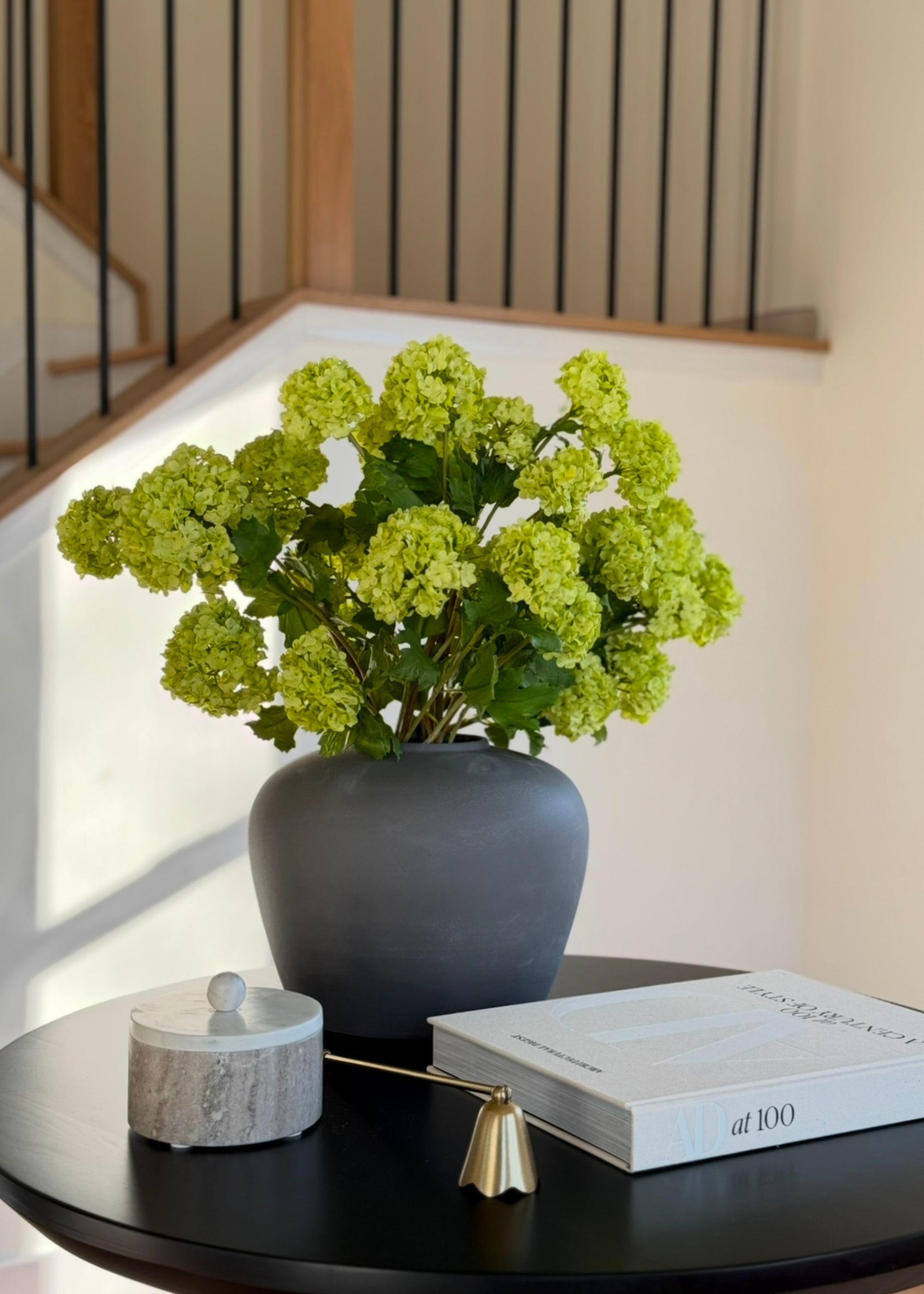 Faux Flowers Snowball Flower Stem in Green - 43.5