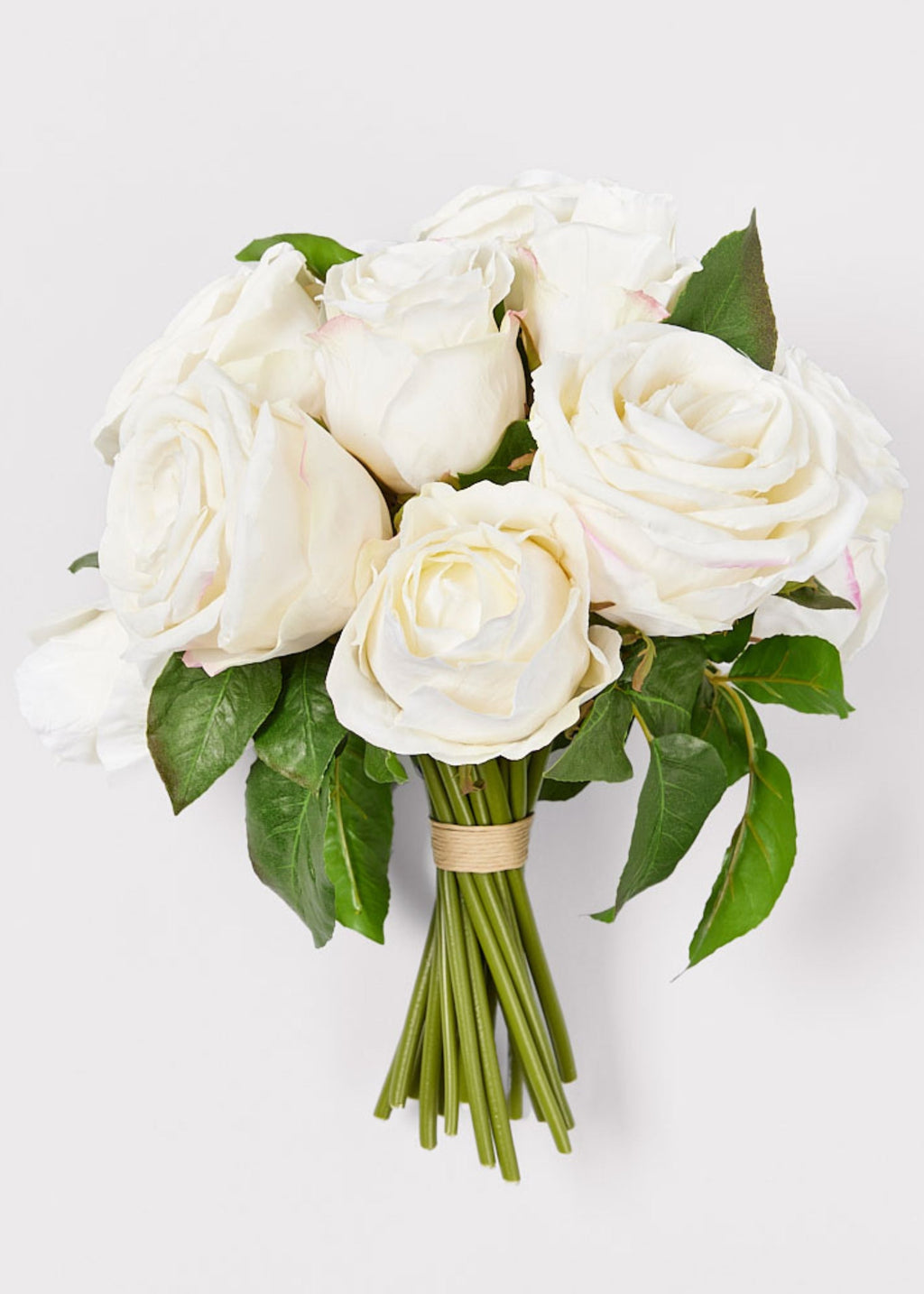 Premium Faux-Ever Rose Bouquet in Cream - 12