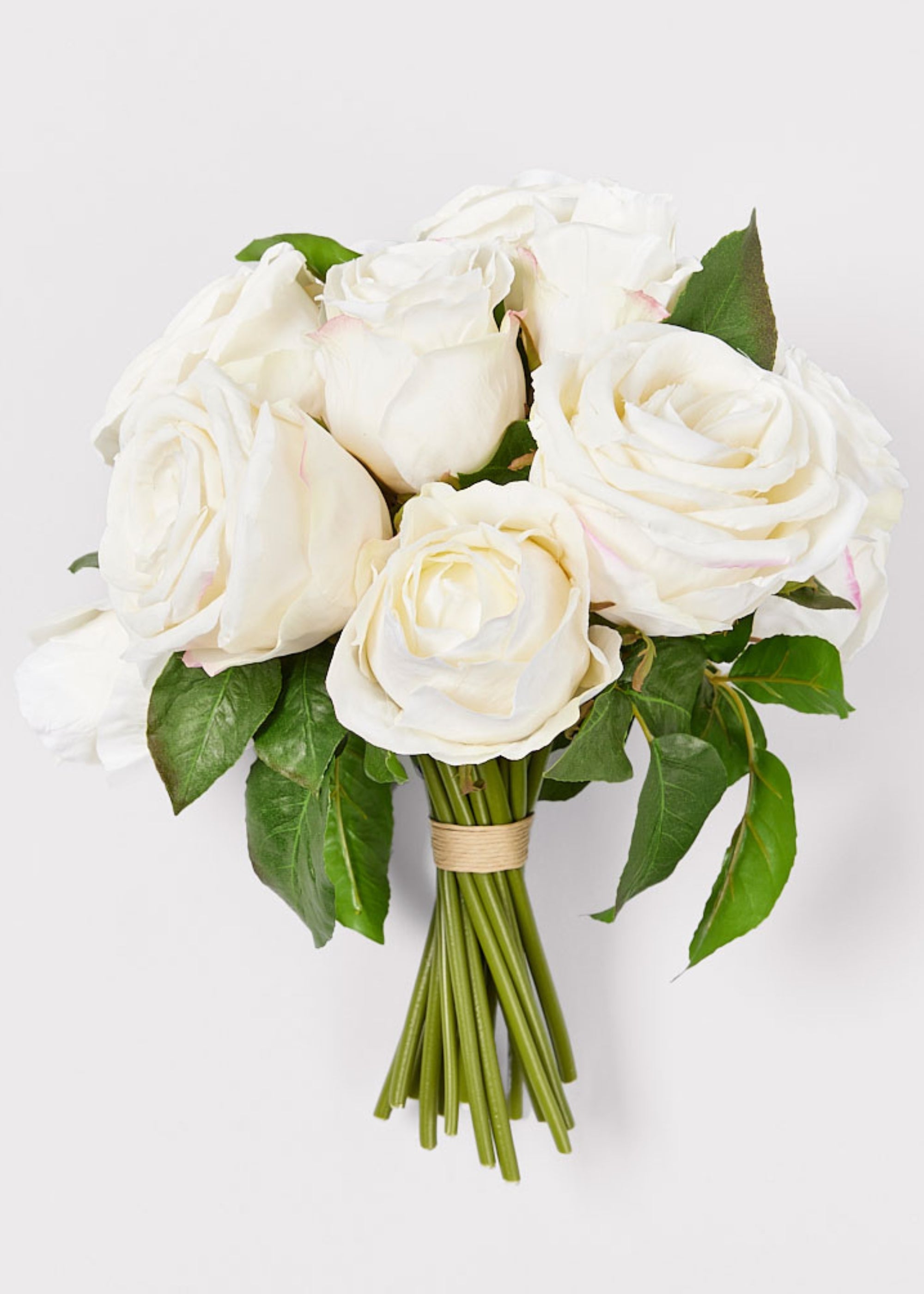 Premium Faux-Ever Rose Bouquet in Cream - 12