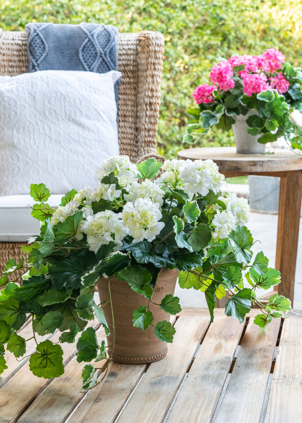 Outdoor Artificial Flowers | Water Resistant Outdoor Geranium Bush - 18