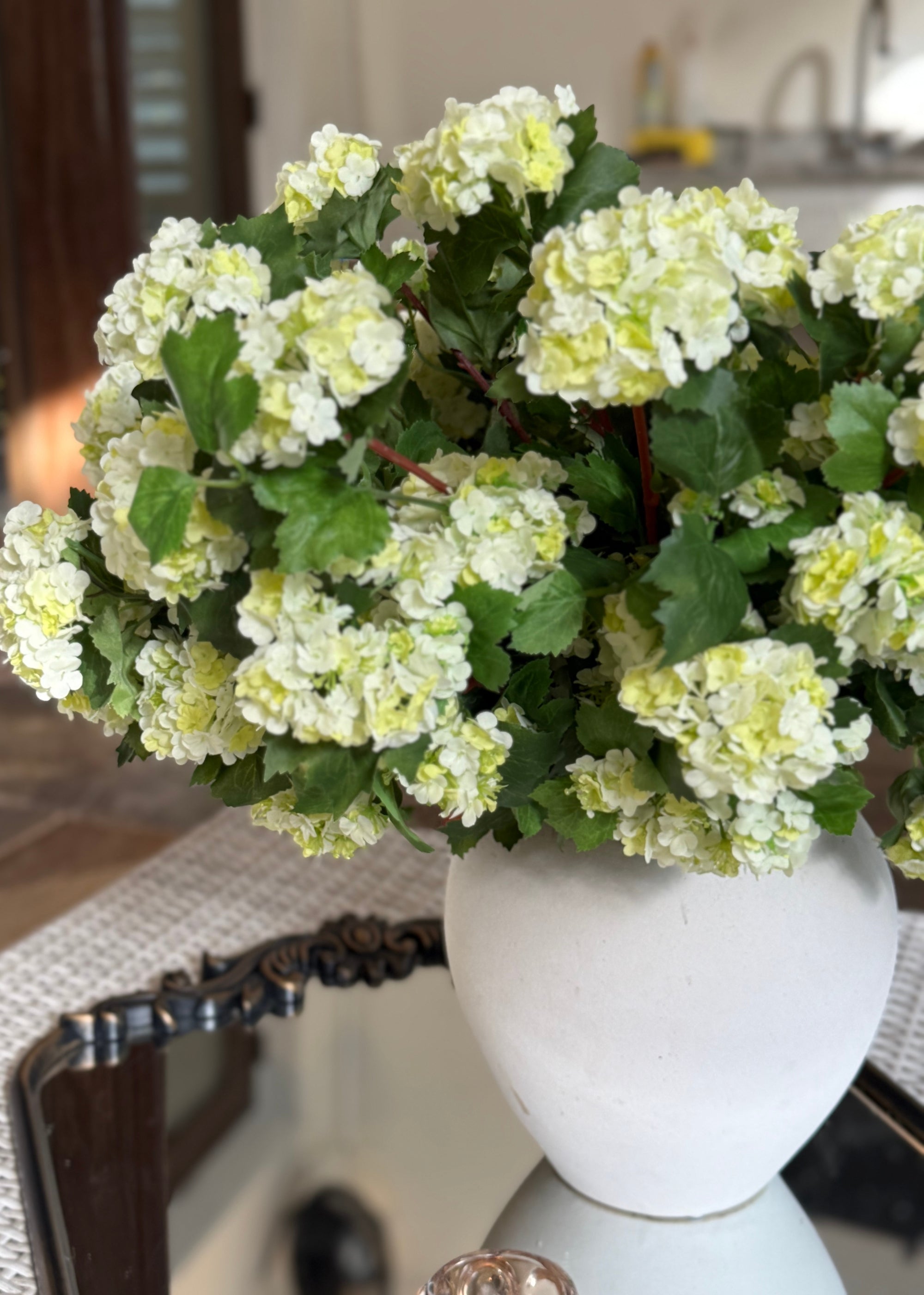 Fake Snowball Hydrangea Bush in Green - 20