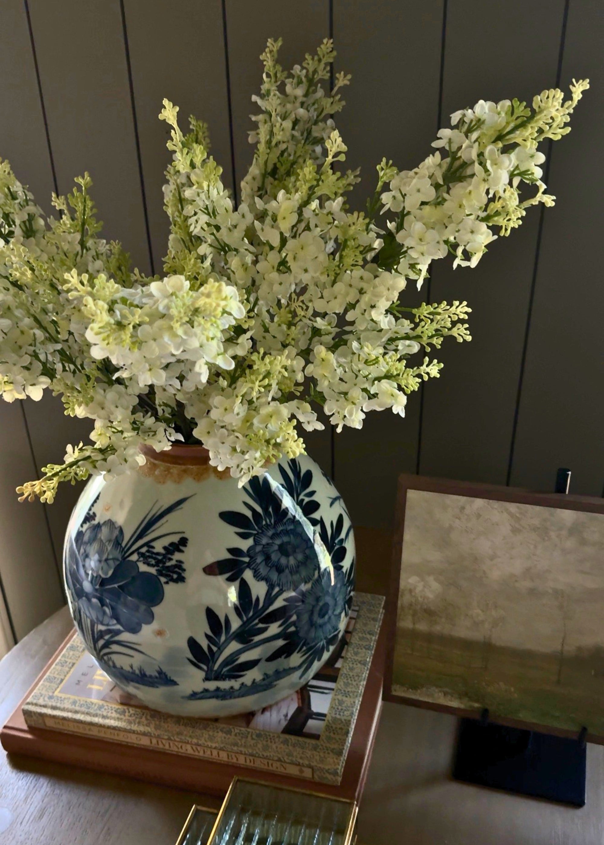 Cream Artificial Blooming Lilac Branch - 30