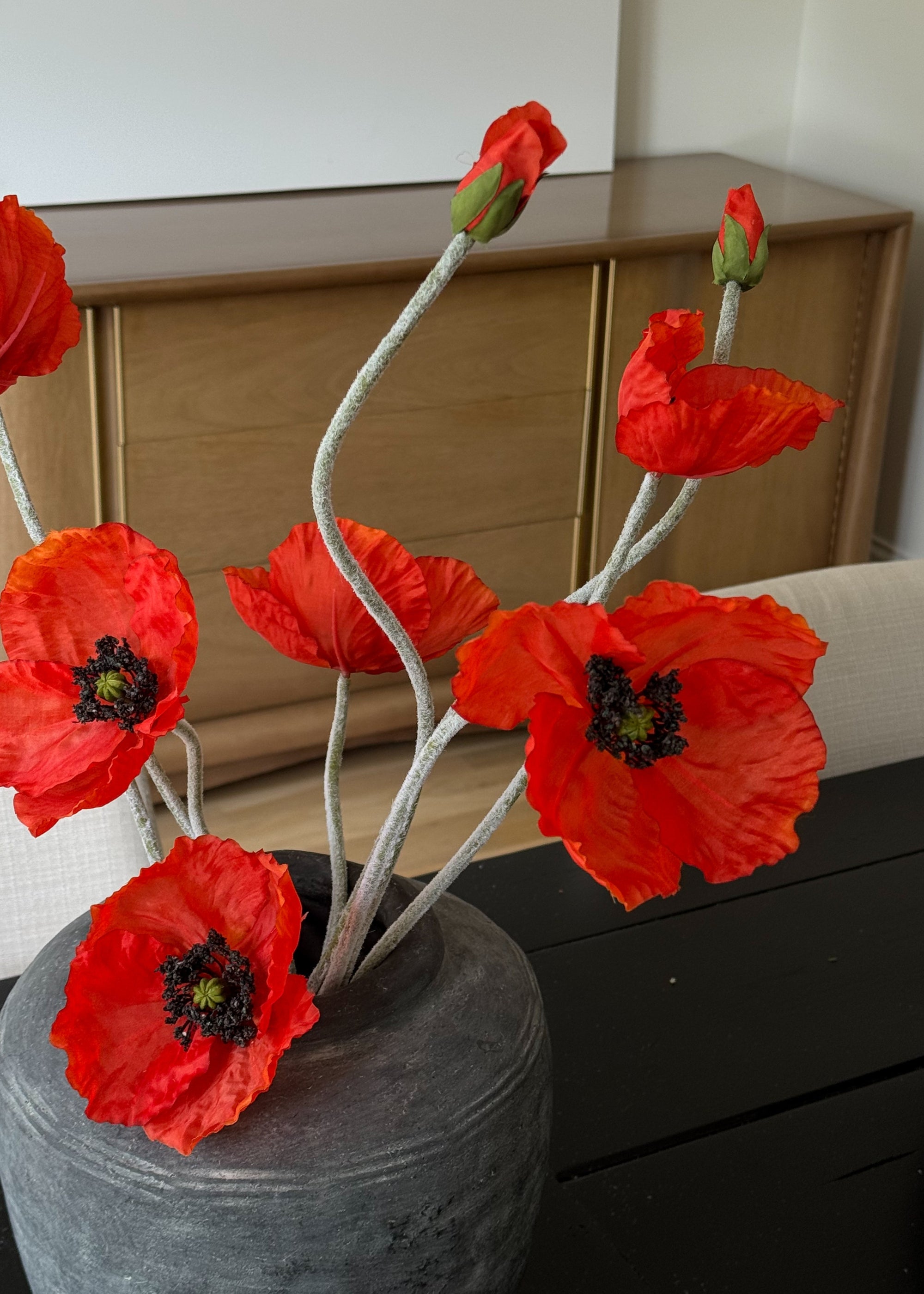 Faux Blooming Poppy Flowers in Orange - 29