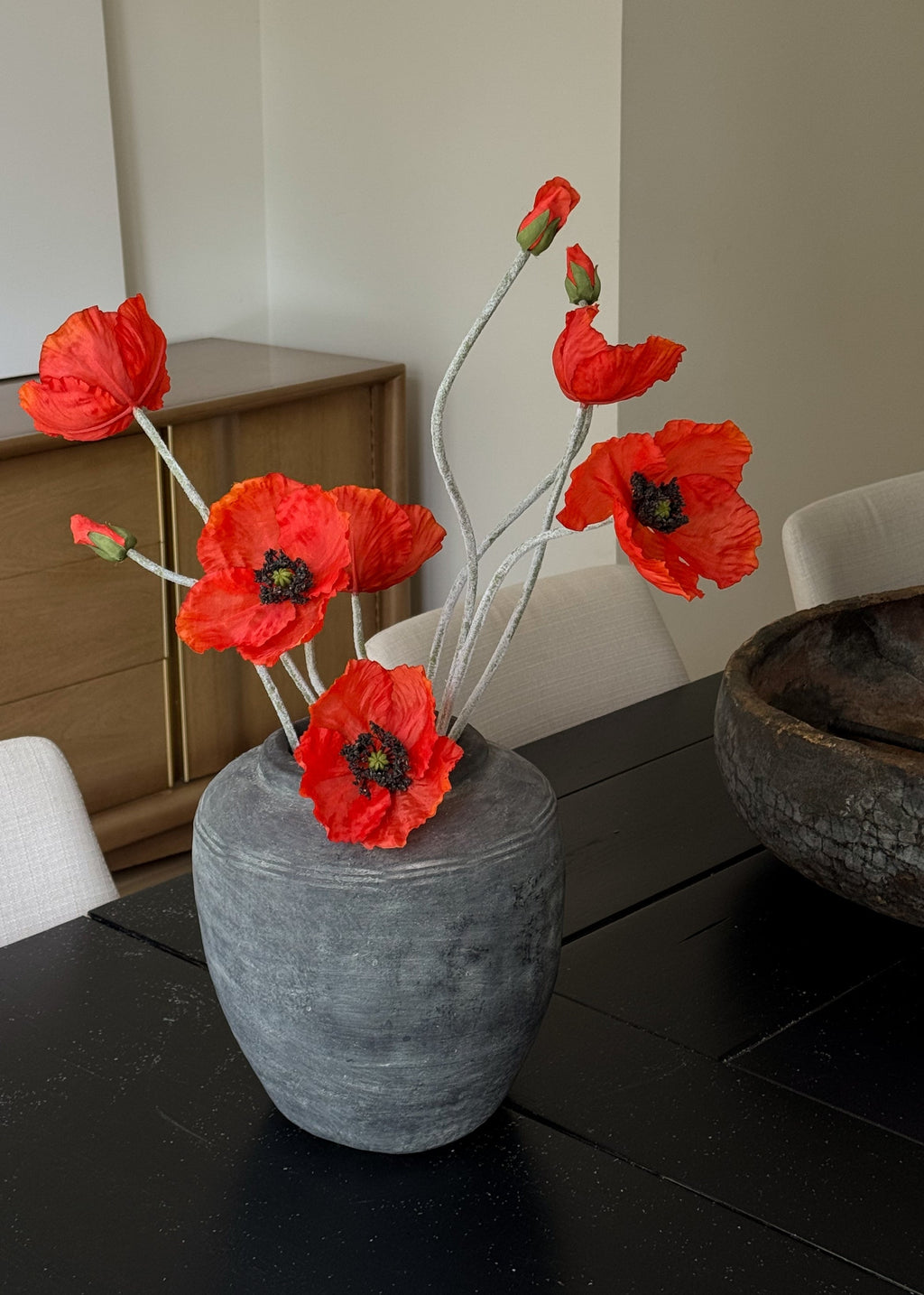 Faux Blooming Poppy Flowers in Orange - 29