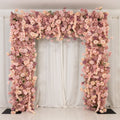 Roll Up Flower Backdrop for Arch Stand - Dusty Rose with Fabric Backing. 8ftx8ft - Artificial Silk Roses. Hydrangeas & Chrysanthemums for Wedding Backdrop