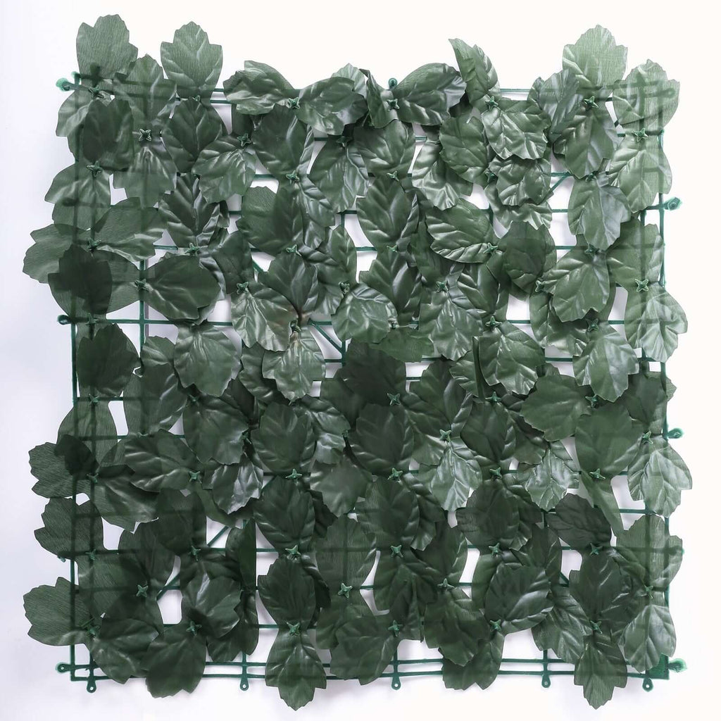 12 Pack Dark Green Artificial Ivy Privacy Screen Fence Wall Panel. Faux Leaf Hedge Greenery Garden Decor - 32 Sq. ft.