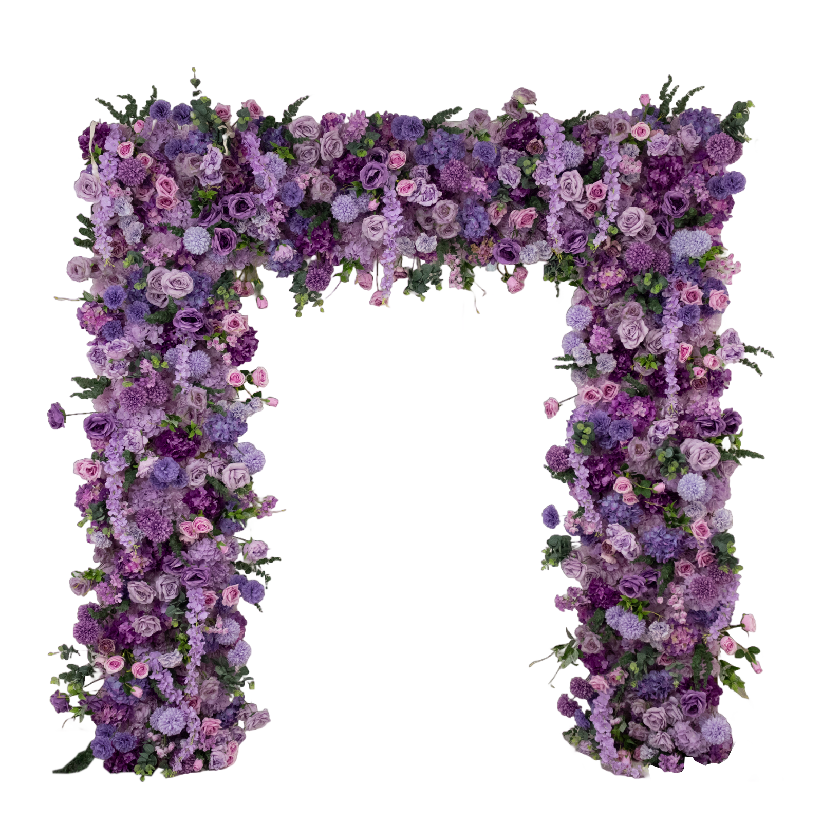 Roll Up Flower Backdrop for Arch Stand - Lavender Lilac with Fabric Backing. 8ftx8ft - Artificial Silk Roses. Hydrangeas & Chrysanthemums for Wedding Backdrop