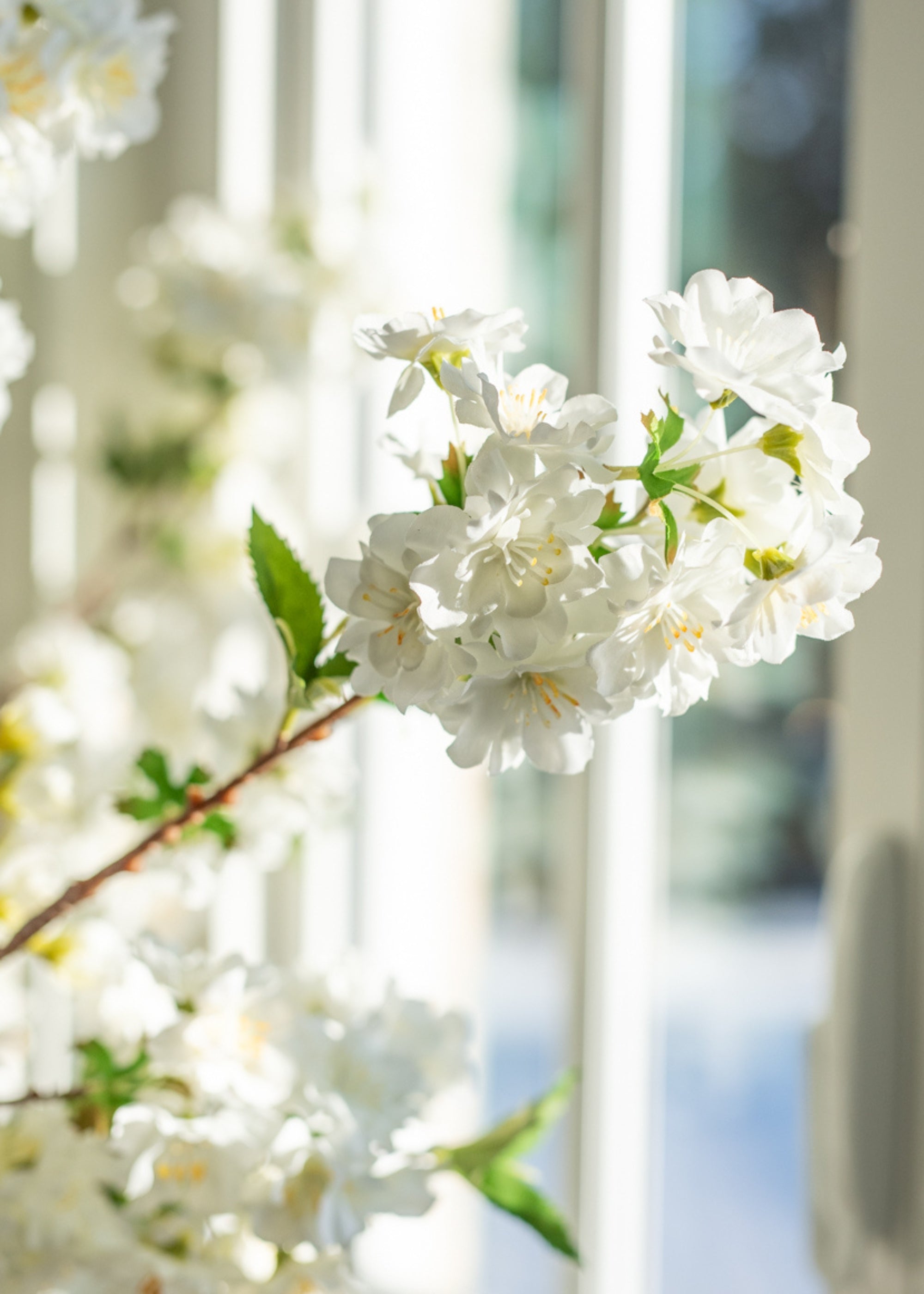 Cream White Artificial Cherry Blossom Branch - 36