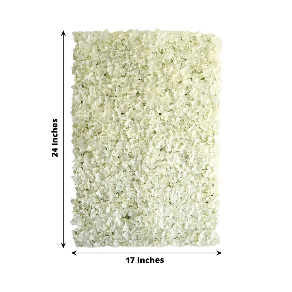 Cream UV Protected Hydrangea Flower Wall Mat Backdrop - 4 Artificial Panels 11 Sq ft.