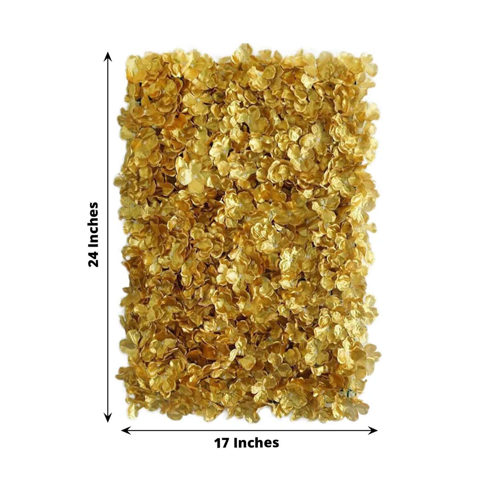 Gold UV Protected Hydrangea Flower Wall Mat Backdrop 4 Artificial Panels 11 Sq ft.
