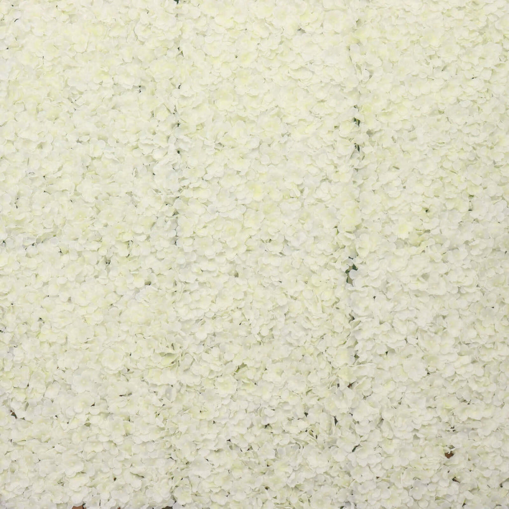 Cream UV Protected Hydrangea Flower Wall Mat Backdrop - 4 Artificial Panels 11 Sq ft.