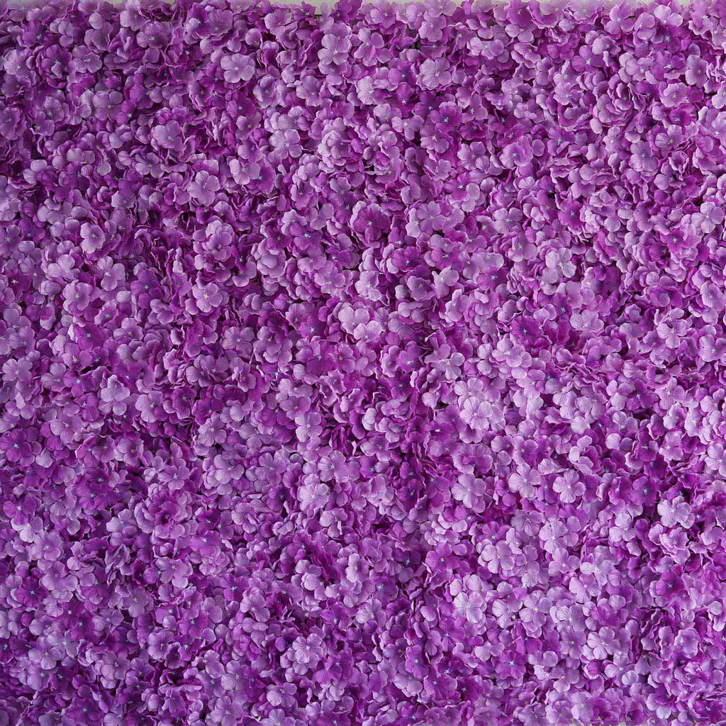 Purple UV Protected Hydrangea Flower Wall Mat Backdrop 4 Artificial Panels 11 Sq ft.