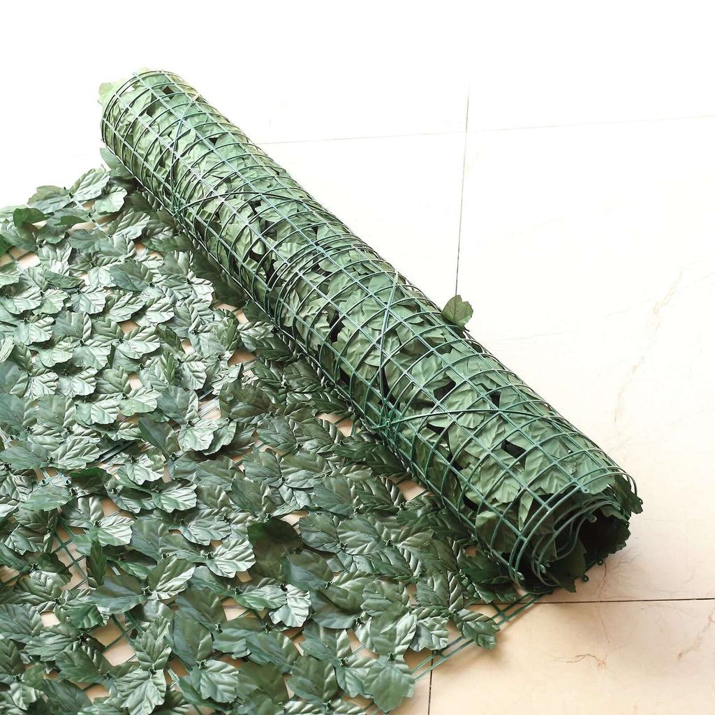 12 Pack Dark Green Artificial Ivy Privacy Screen Fence Wall Panel. Faux Leaf Hedge Greenery Garden Decor - 32 Sq. ft.