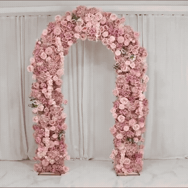 Flower Arch Backdrop Mixed Dusty Rose 4ft x 8ft Artificial Silk Roses. Hydrangeas & Chrysanthemums Floral Arrangement for Round Top Double Arch Stand