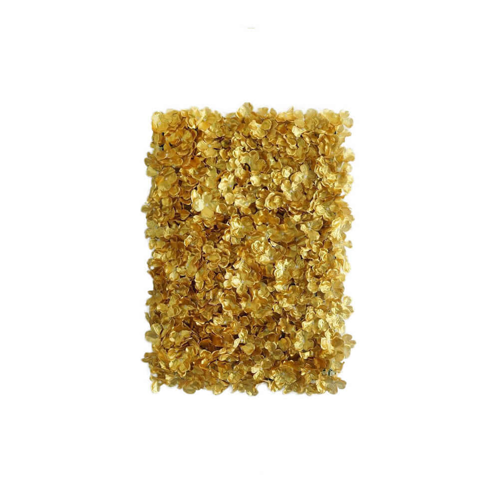 Gold UV Protected Hydrangea Flower Wall Mat Backdrop 4 Artificial Panels 11 Sq ft.