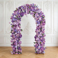 Flower Arch Backdrop Mixed Lavender Lilac 4ft x 8ft Artificial Silk Roses. Hydrangeas & Chrysanthemums Floral Arrangement for Round Top Double Arch Stand