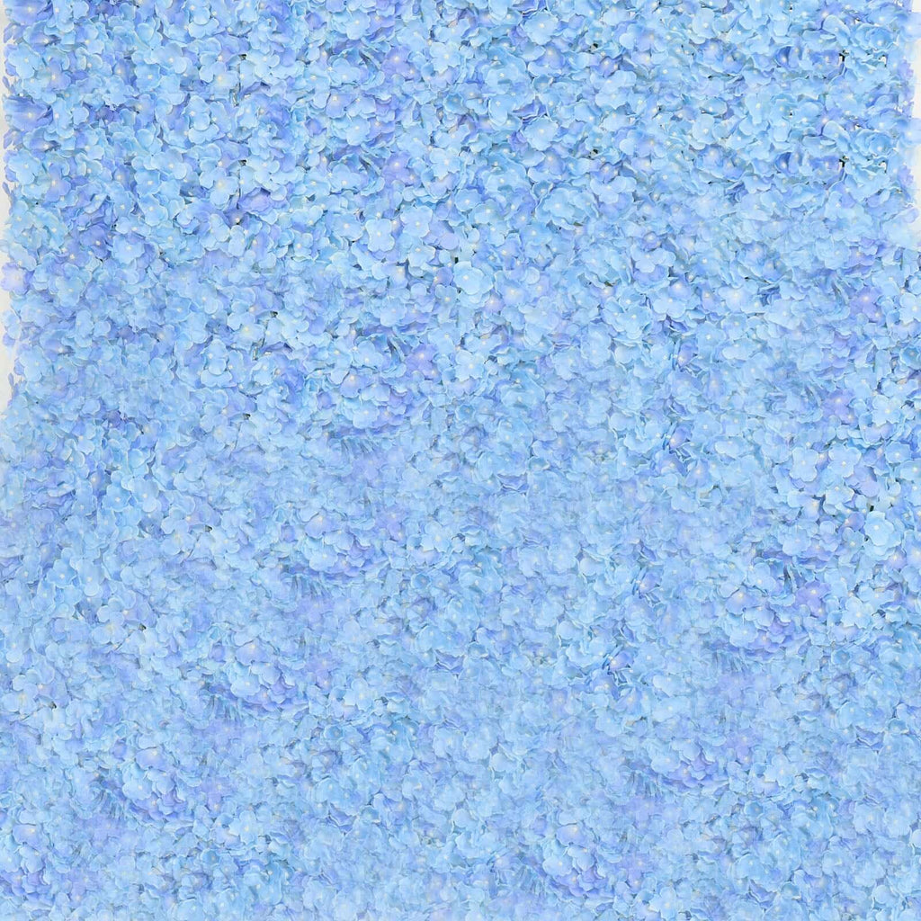 Light Blue UV Protected Hydrangea Flower Wall Mat Backdrop - 4 Artificial Panels 11 Sq ft.