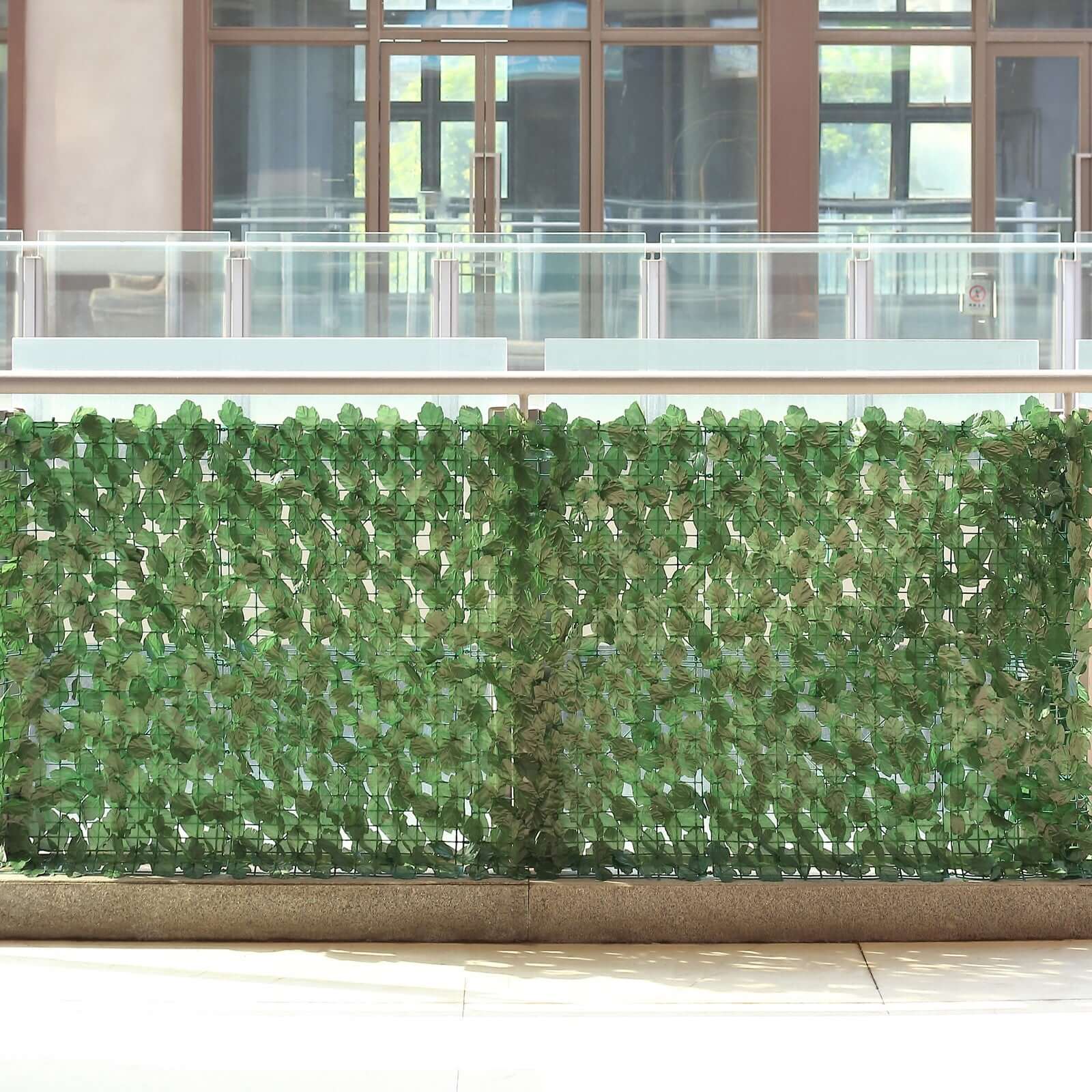 12 Pack Dark Green Artificial Ivy Privacy Screen Fence Wall Panel. Faux Leaf Hedge Greenery Garden Decor - 32 Sq. ft.