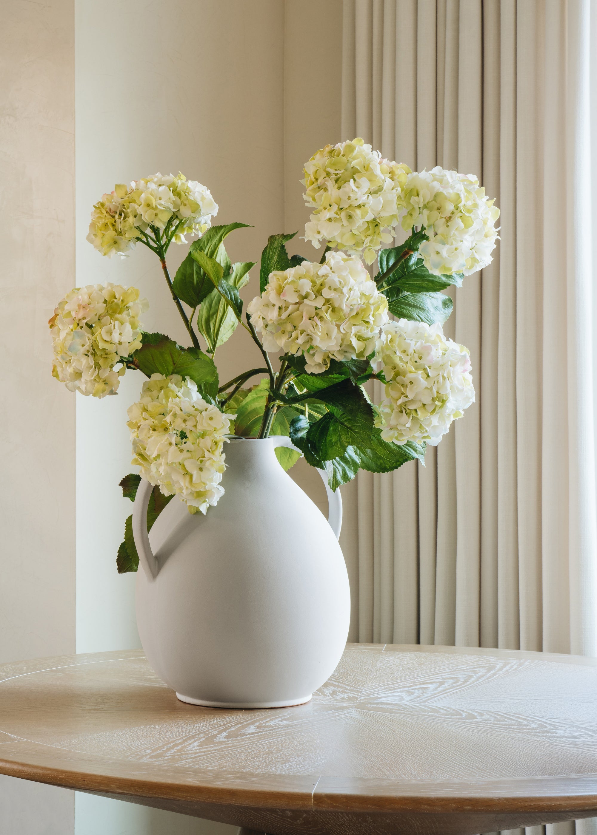 Cream Green Artificial Hydrangea Branch - 36
